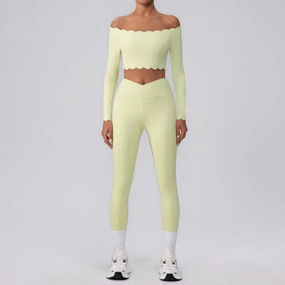 Lace Single Shoulder Yoga Bra Pants Set