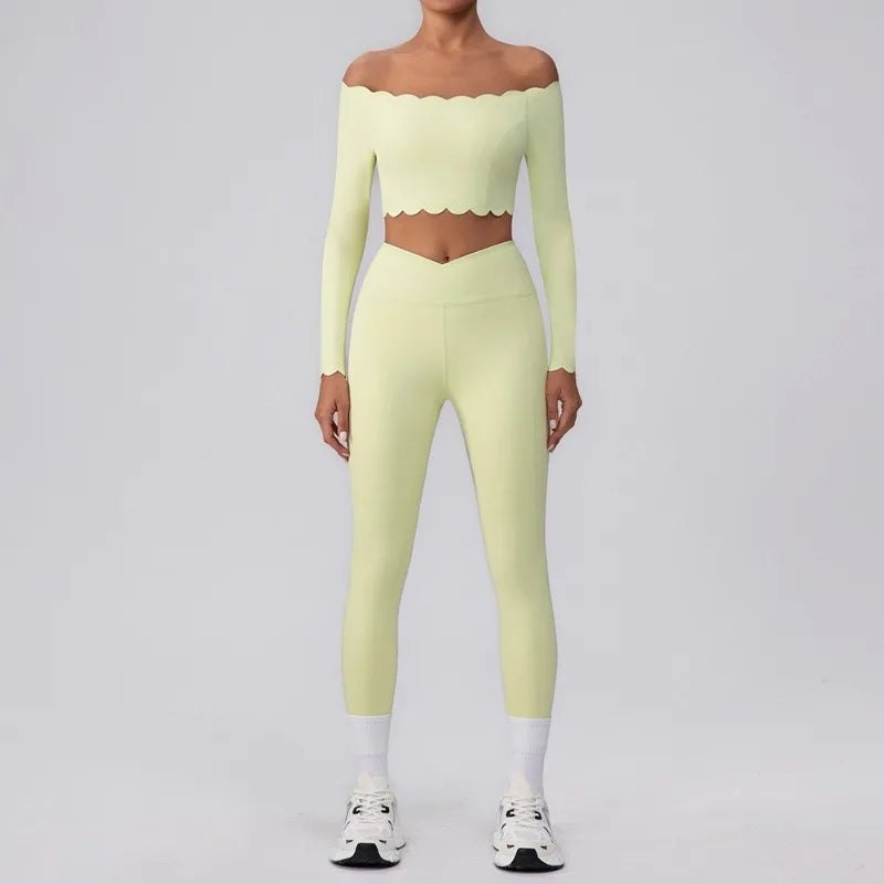 Lace Single Shoulder Yoga Bra Pants Set