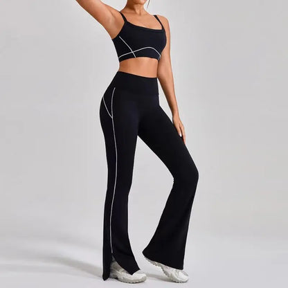 High Waist Flare Split Leggings 2pcs Yoga Suit