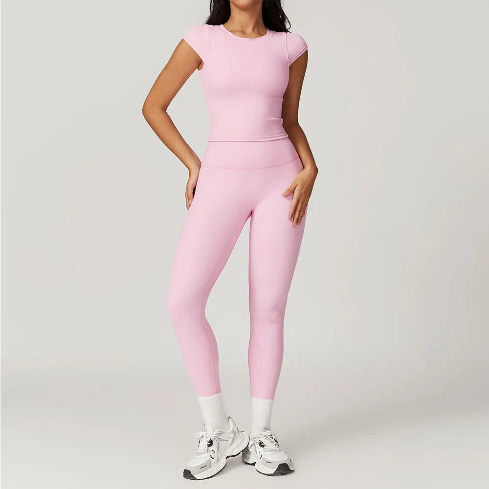 Short Sleeve Female Yoga Short Skirt Tracksuit