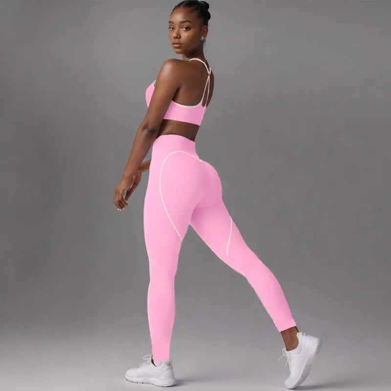 Seamless High Elasticity Yoga Bra Pants Set