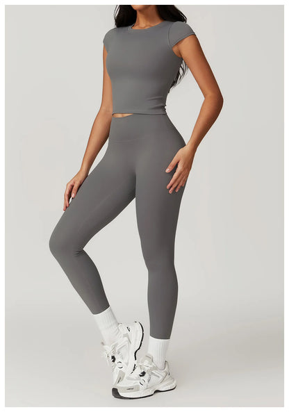 Short Sleeve Female Yoga Short Skirt Tracksuit