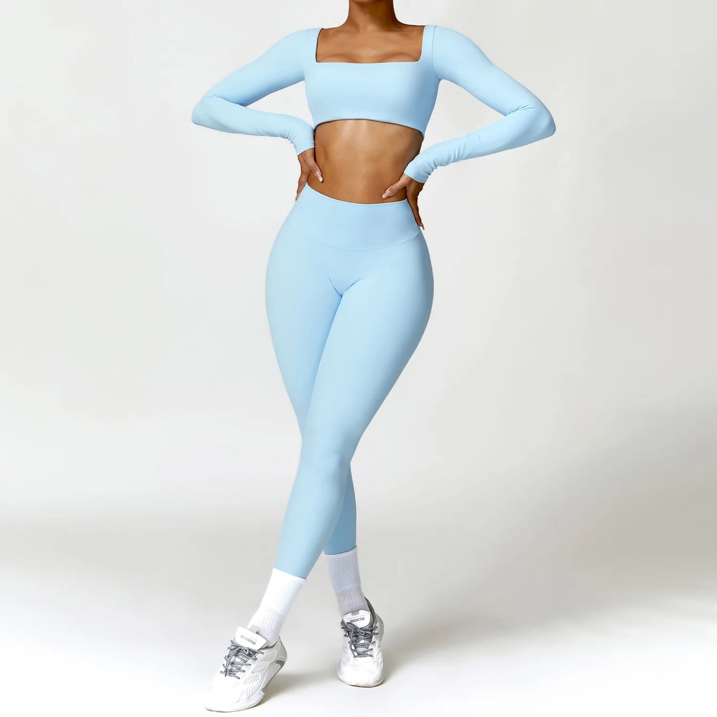 Long Sleeve Crop Top & High-Waist Leggings