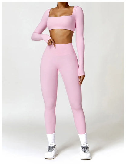 Long Sleeve Crop Top & High-Waist Leggings