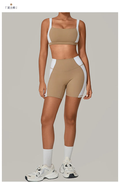 Women's Spliced Sports High Waist Yoga Set