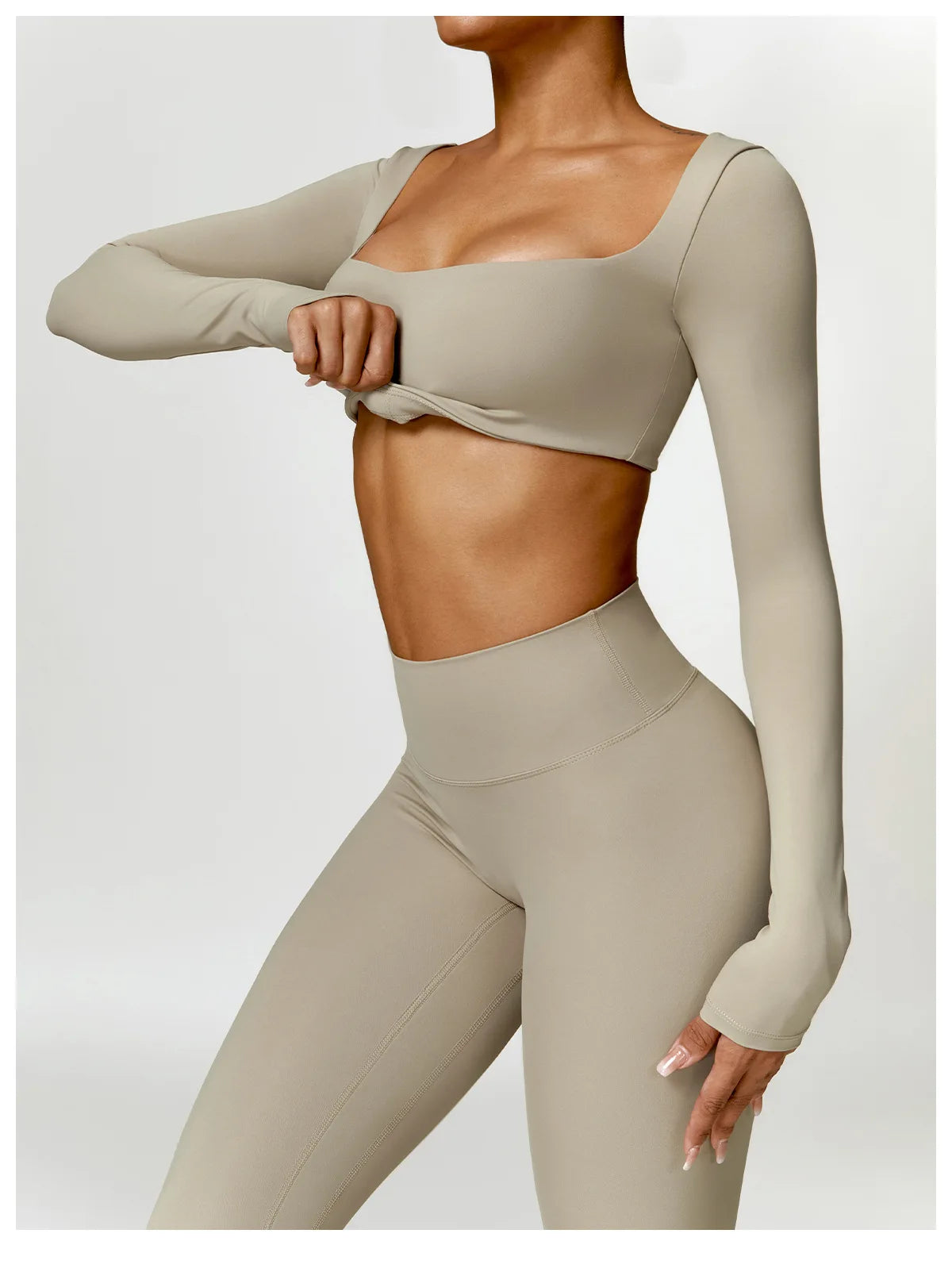 Long Sleeve Crop Top & High-Waist Leggings