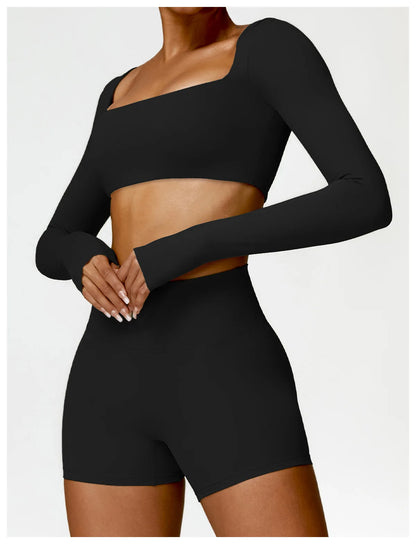 Long Sleeve Crop Top & High-Waist Leggings