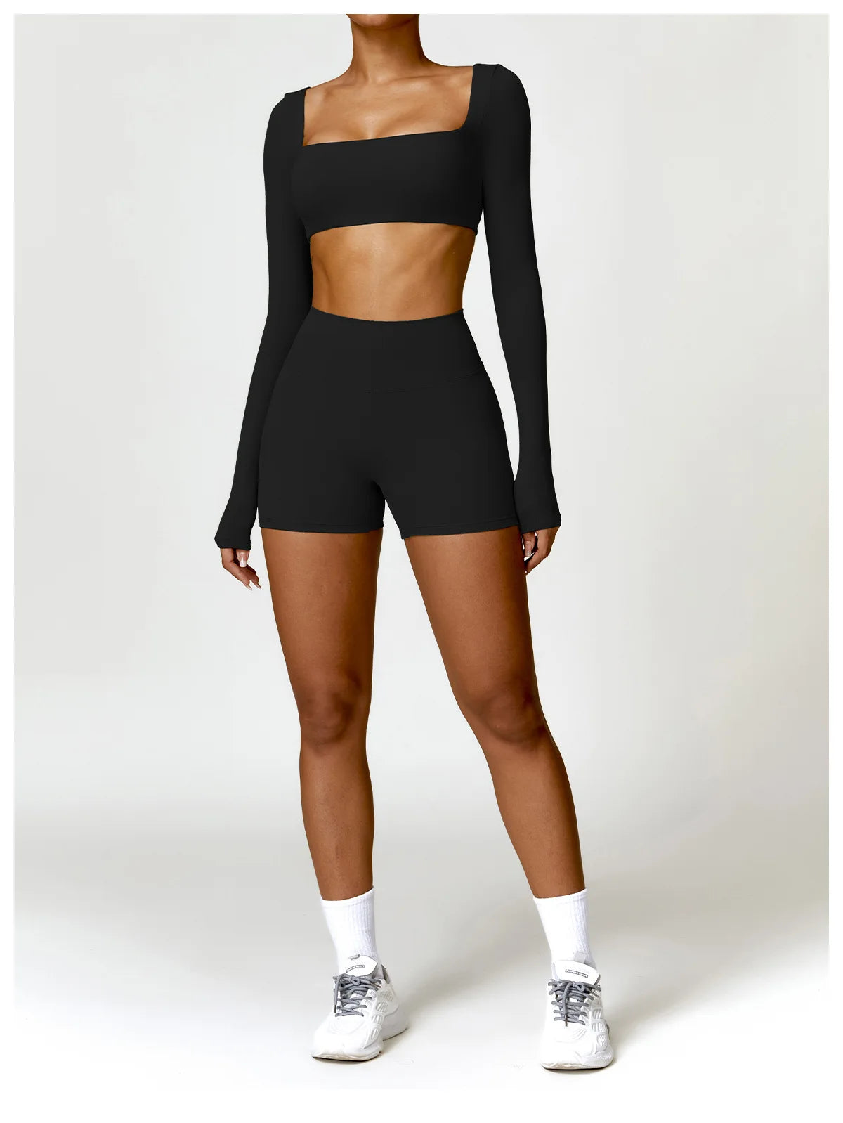 Long Sleeve Crop Top & High-Waist Leggings