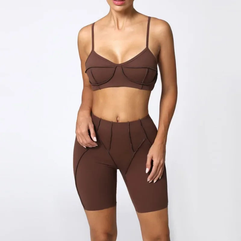High Waisted Peach Hip Quick Drying Sports Bra Suits