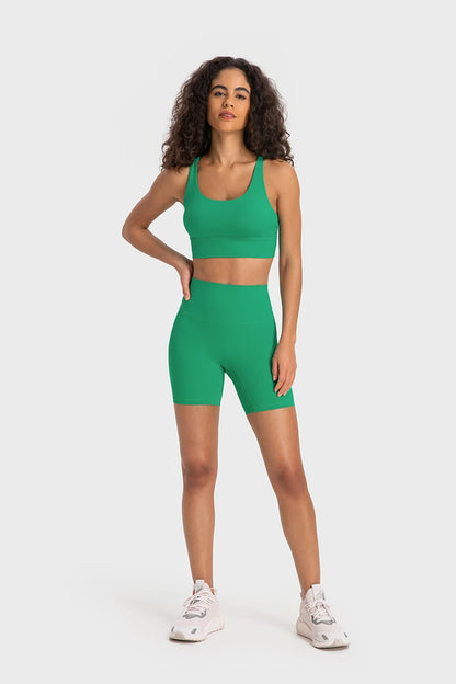 Push-Up Sports Bra High Waist Yoga Shorts Set