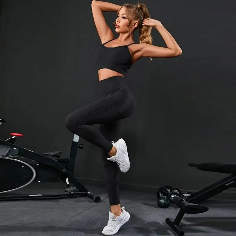 High Waist 2 Pieces Women's Seamless Tracksuit