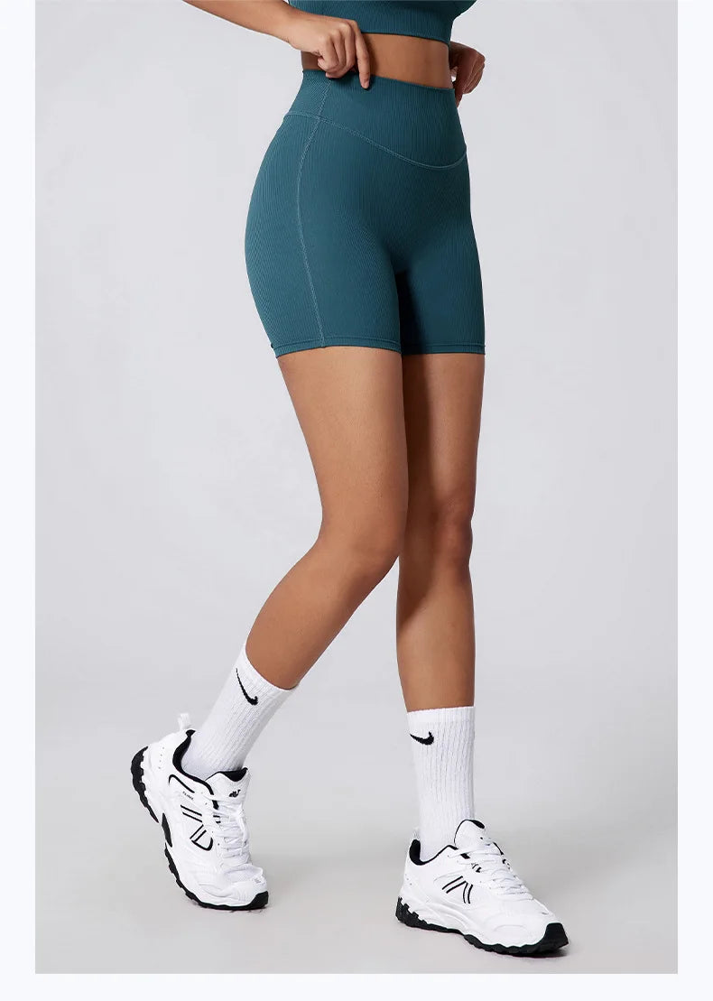 Seamless High Waist Ruching Gym Shorts