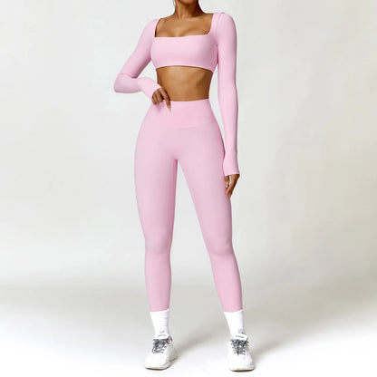 Long Sleeve Crop Top & High-Waist Leggings