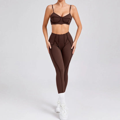 High Waisted Peach Hip Quick Drying Sports Bra Suits