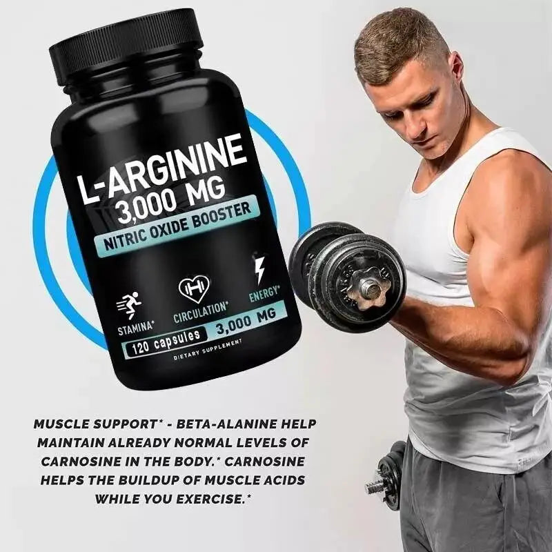 L-Arginine 3000mg Capsules for Muscle Growth and Energy
