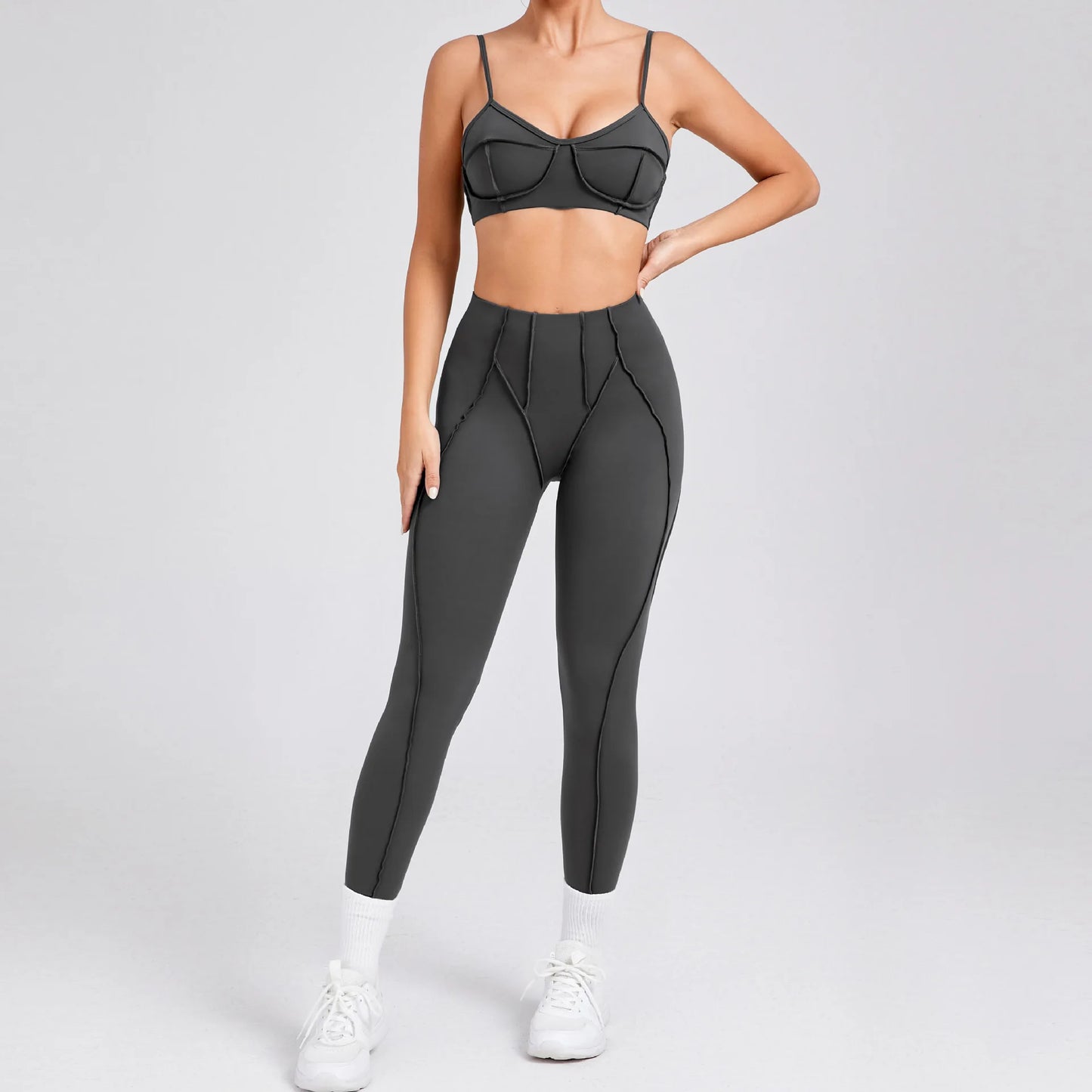High Waisted Peach Hip Quick Drying Sports Bra Suits