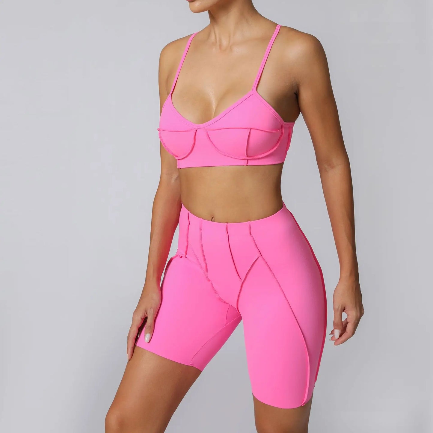 High Waisted Peach Hip Quick Drying Sports Bra Suits