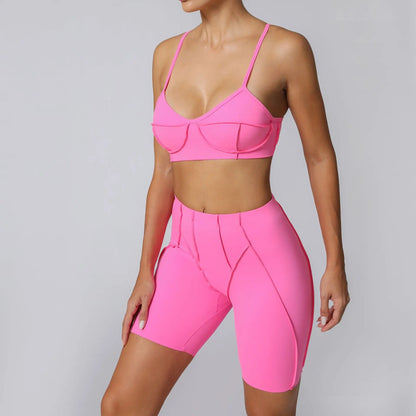 High Waisted Peach Hip Quick Drying Sports Bra Suits