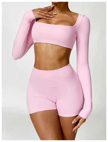 Long Sleeve Crop Top & High-Waist Leggings