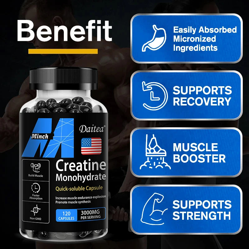 Creatine Monohydrate 3000mg Capsules for Fitness