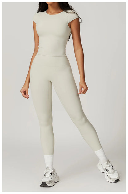 Short Sleeve Female Yoga Short Skirt Tracksuit