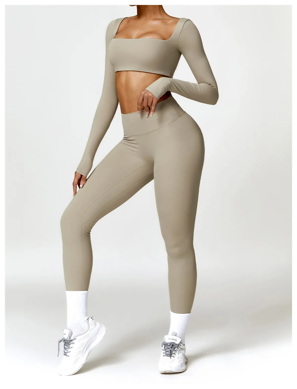 Long Sleeve Crop Top & High-Waist Leggings