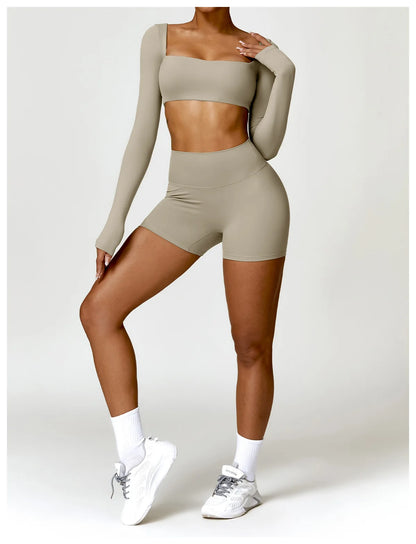 Long Sleeve Crop Top & High-Waist Leggings