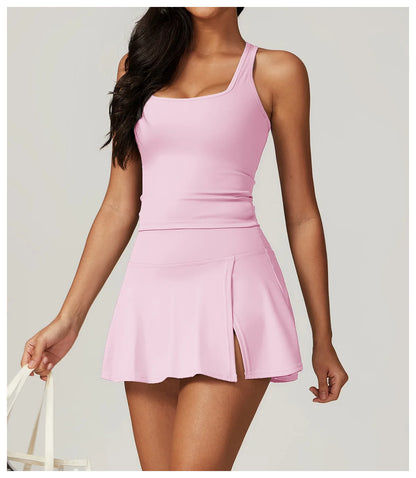 Short Sleeve Female Yoga Short Skirt Tracksuit