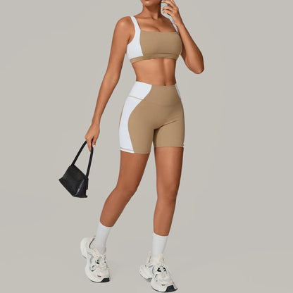Women's Spliced Sports High Waist Yoga Set