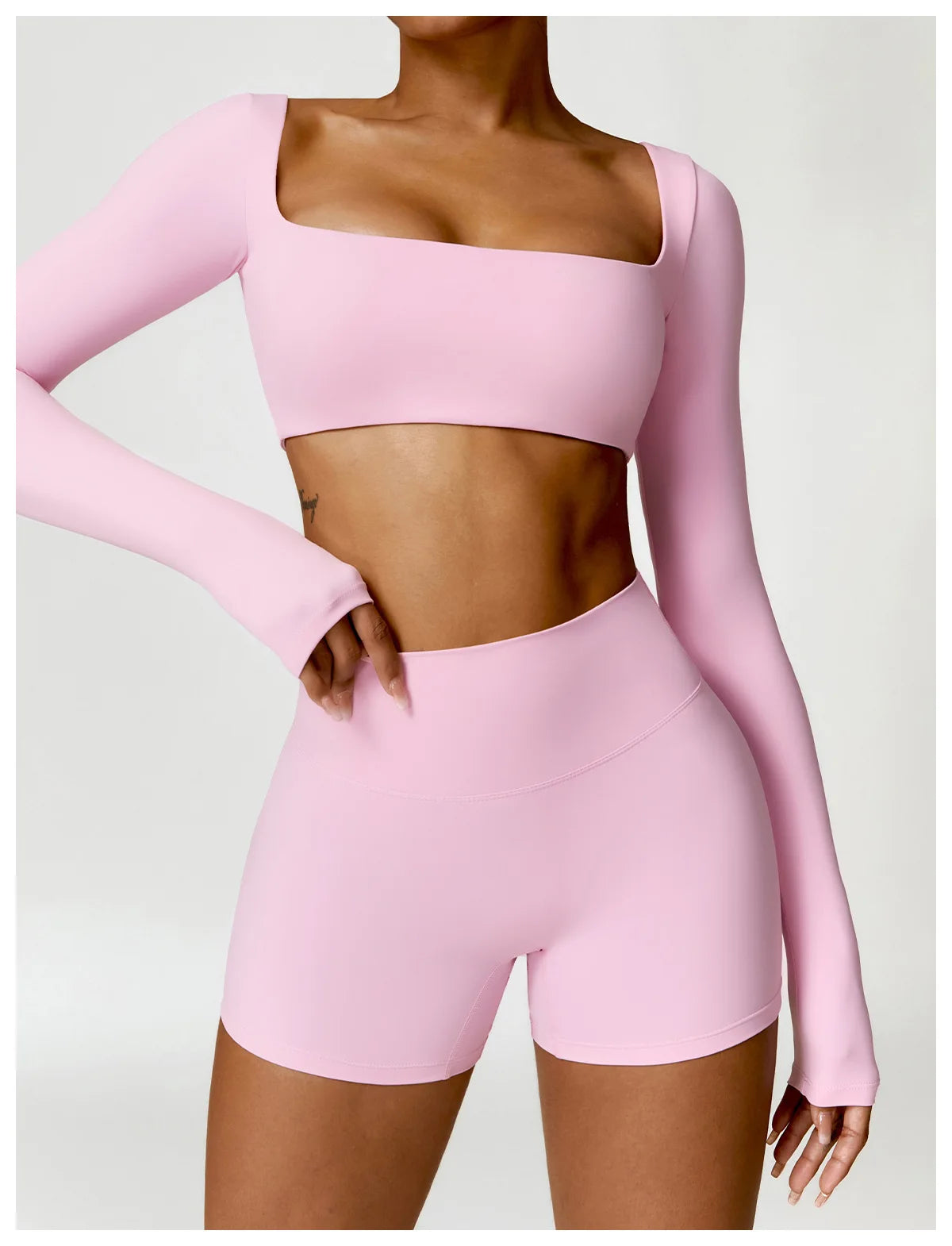 Long Sleeve Crop Top & High-Waist Leggings