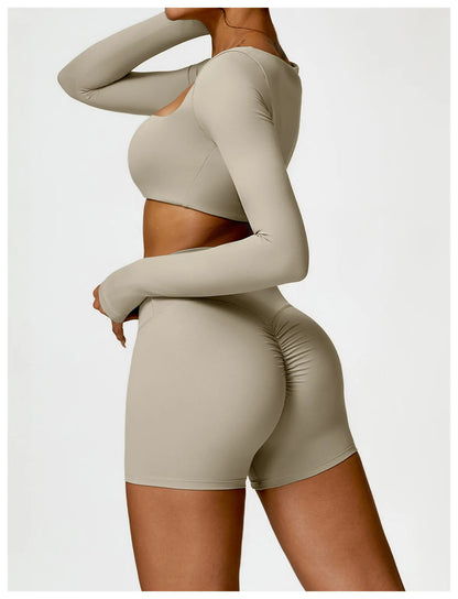 Long Sleeve Crop Top & High-Waist Leggings