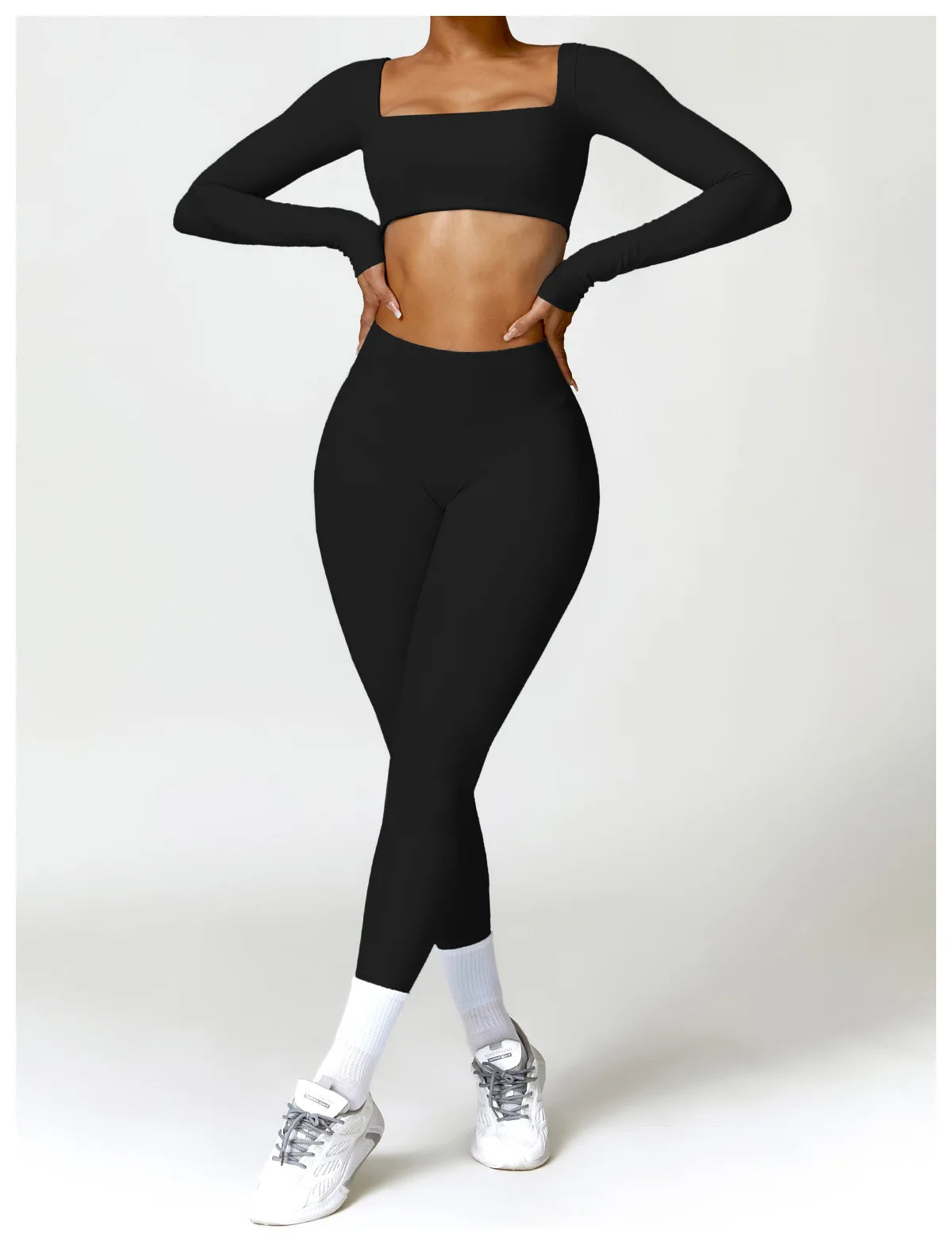 Long Sleeve Crop Top & High-Waist Leggings