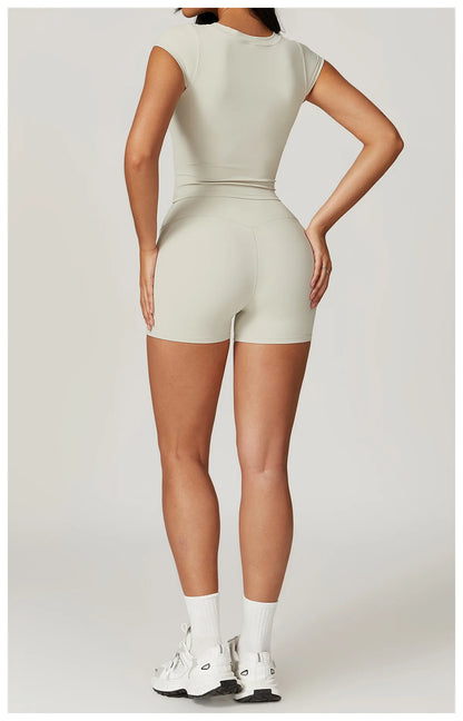 Short Sleeve Female Yoga Short Skirt Tracksuit