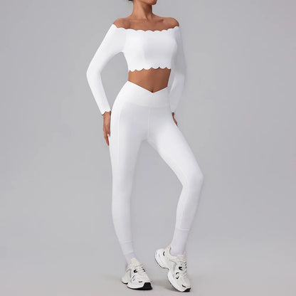 Lace Single Shoulder Yoga Bra Pants Set